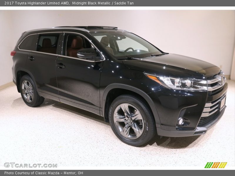 Midnight Black Metallic / Saddle Tan 2017 Toyota Highlander Limited AWD