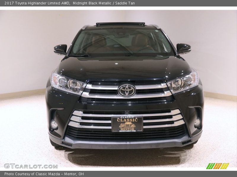 Midnight Black Metallic / Saddle Tan 2017 Toyota Highlander Limited AWD