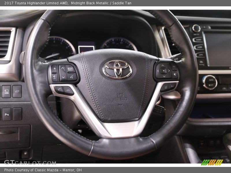 Midnight Black Metallic / Saddle Tan 2017 Toyota Highlander Limited AWD
