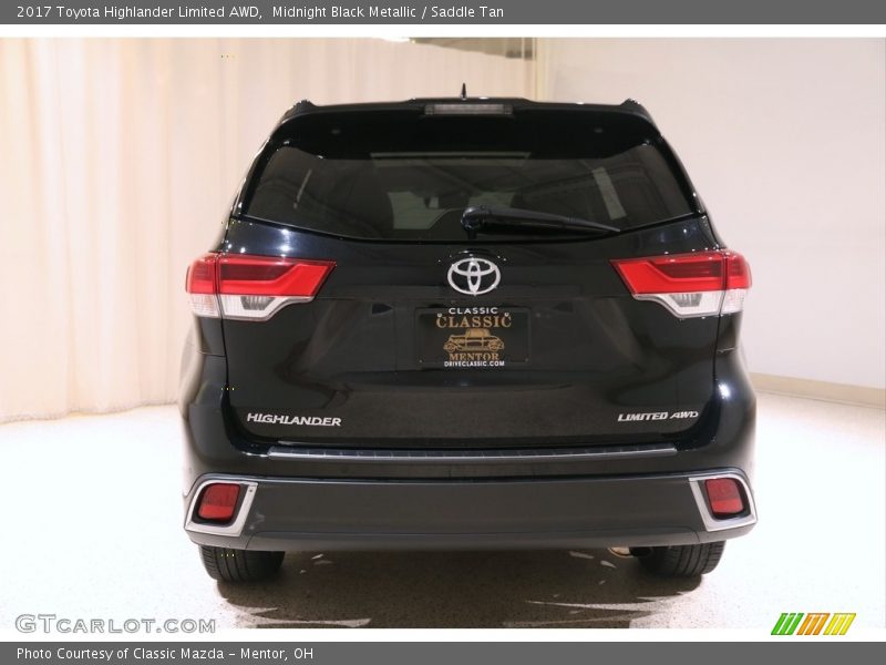 Midnight Black Metallic / Saddle Tan 2017 Toyota Highlander Limited AWD