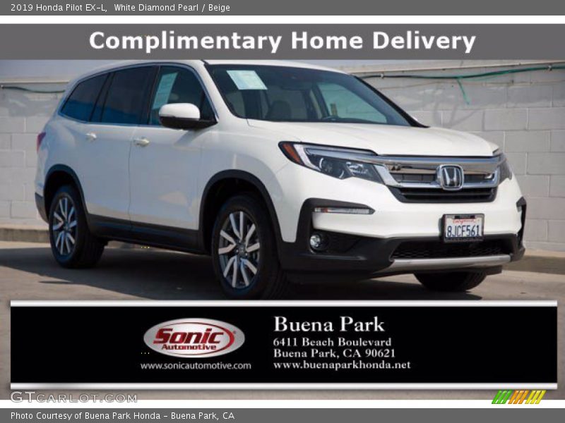 White Diamond Pearl / Beige 2019 Honda Pilot EX-L