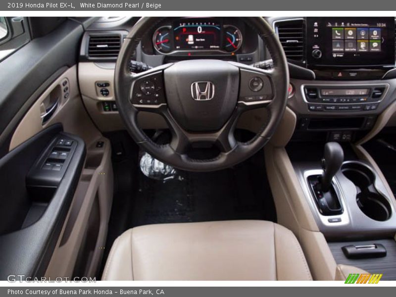 White Diamond Pearl / Beige 2019 Honda Pilot EX-L