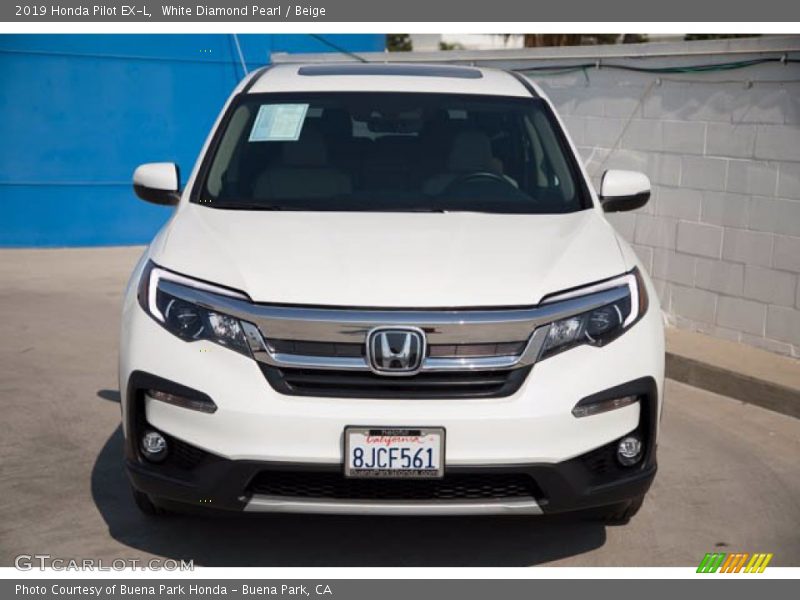 White Diamond Pearl / Beige 2019 Honda Pilot EX-L
