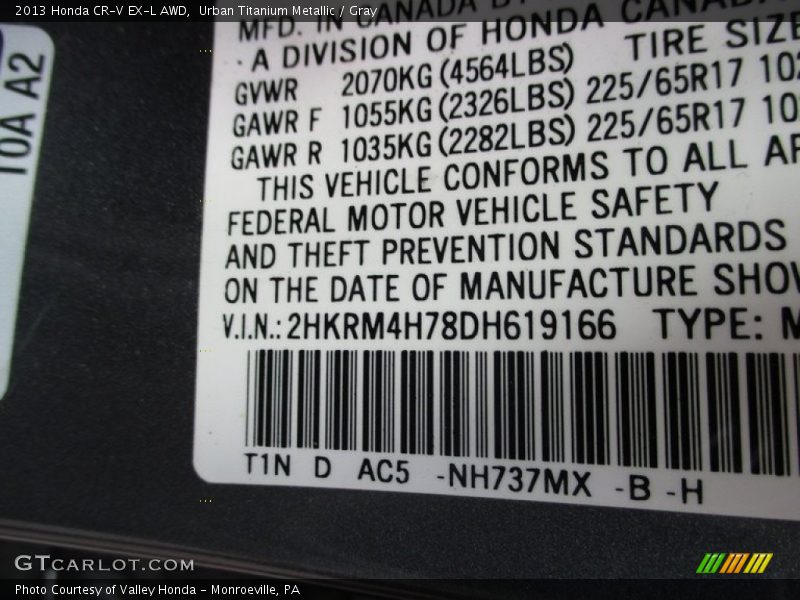 Urban Titanium Metallic / Gray 2013 Honda CR-V EX-L AWD
