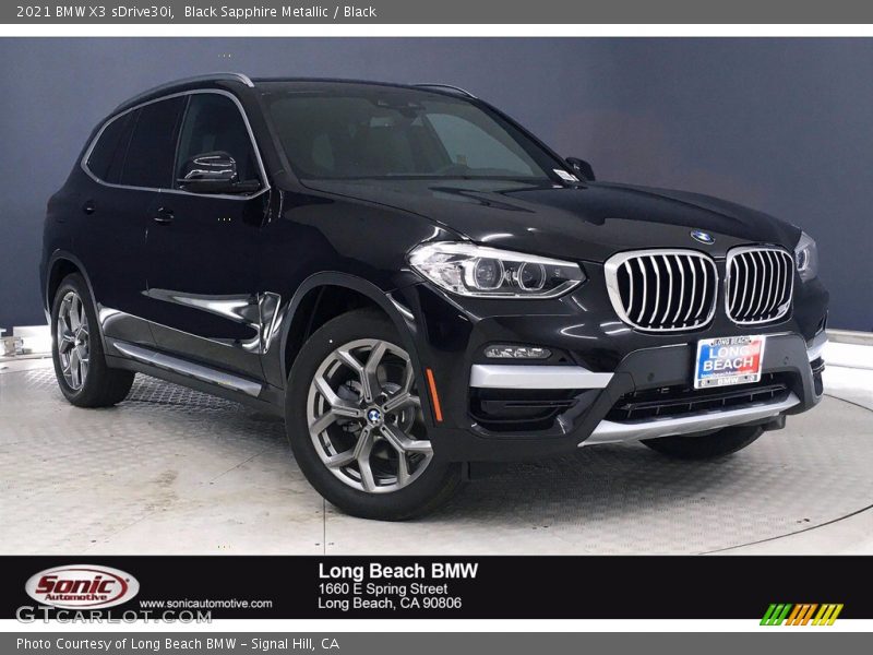 Black Sapphire Metallic / Black 2021 BMW X3 sDrive30i