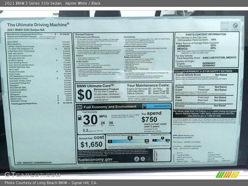 Alpine White / Black 2021 BMW 3 Series 330i Sedan