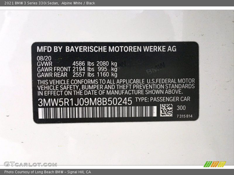 Alpine White / Black 2021 BMW 3 Series 330i Sedan