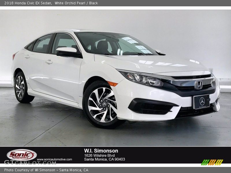 White Orchid Pearl / Black 2018 Honda Civic EX Sedan