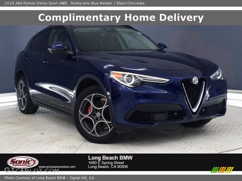 Montecarlo Blue Metallic / Black/Chocolate 2018 Alfa Romeo Stelvio Sport AWD