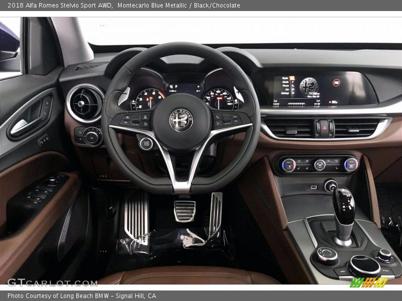 Montecarlo Blue Metallic / Black/Chocolate 2018 Alfa Romeo Stelvio Sport AWD
