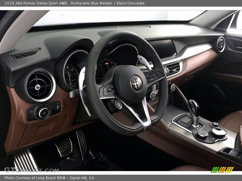 Montecarlo Blue Metallic / Black/Chocolate 2018 Alfa Romeo Stelvio Sport AWD