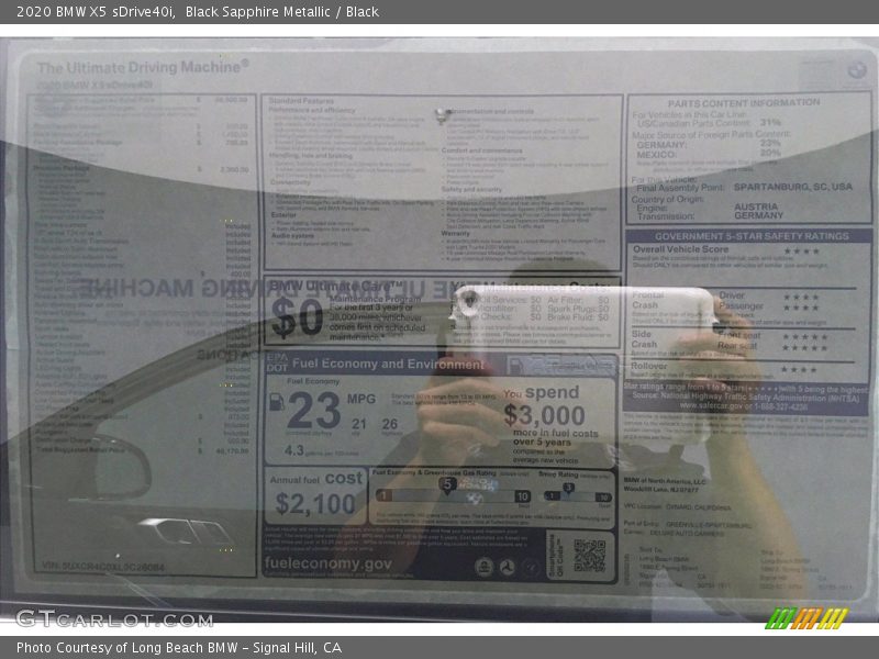 Black Sapphire Metallic / Black 2020 BMW X5 sDrive40i