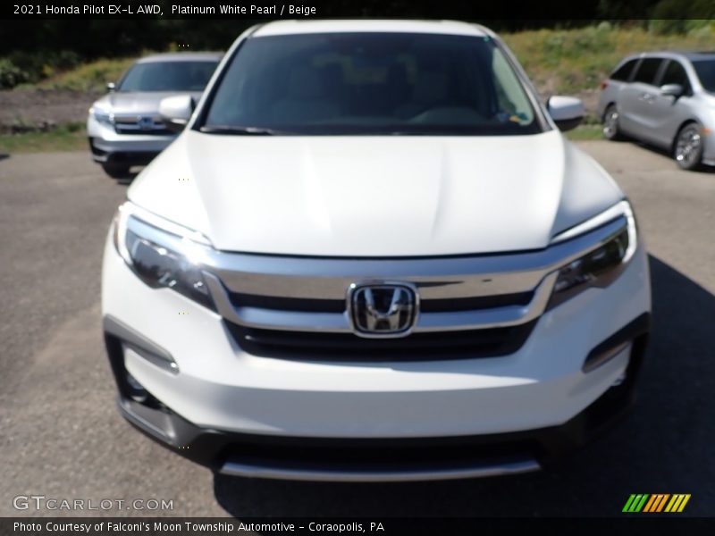 Platinum White Pearl / Beige 2021 Honda Pilot EX-L AWD