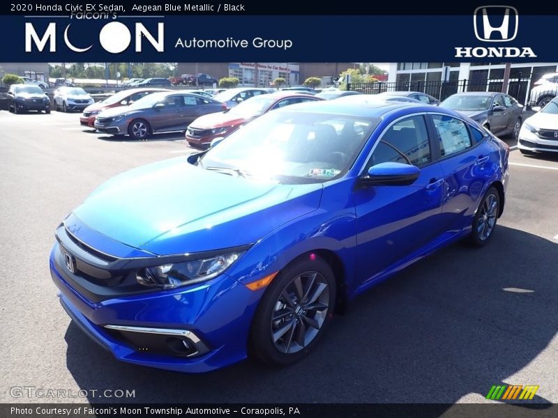 Aegean Blue Metallic / Black 2020 Honda Civic EX Sedan