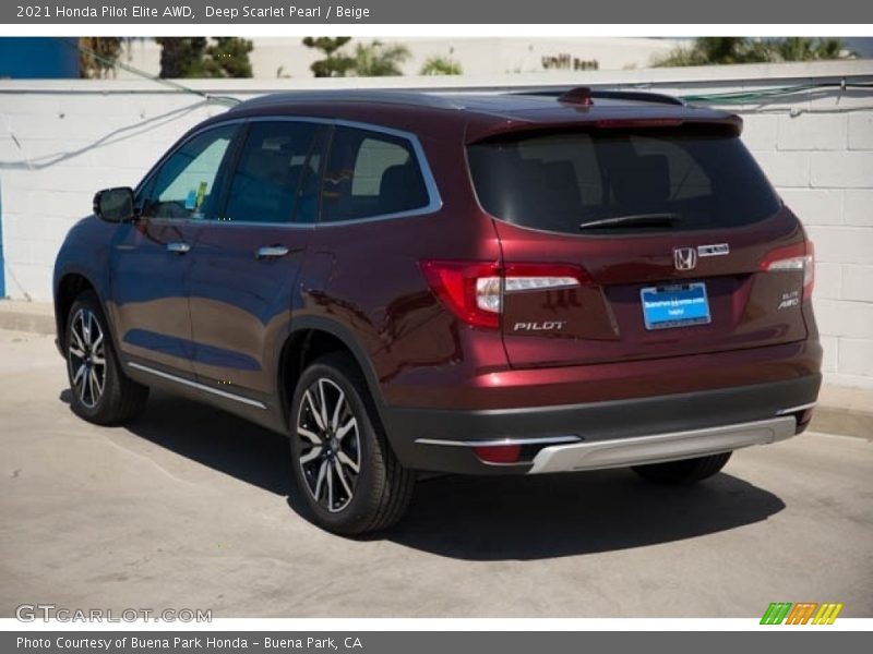 Deep Scarlet Pearl / Beige 2021 Honda Pilot Elite AWD