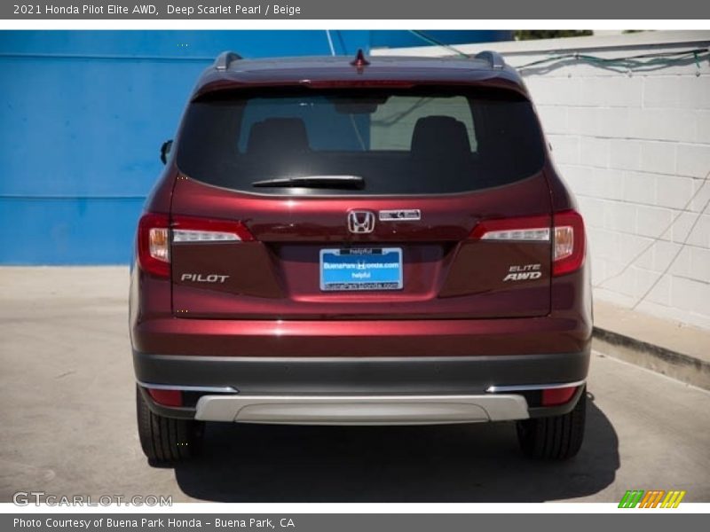 Deep Scarlet Pearl / Beige 2021 Honda Pilot Elite AWD