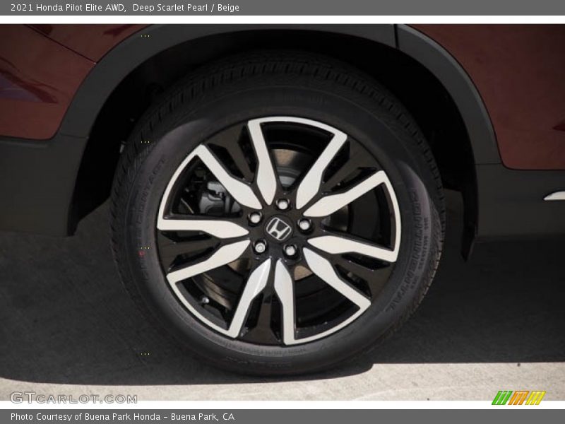 Deep Scarlet Pearl / Beige 2021 Honda Pilot Elite AWD