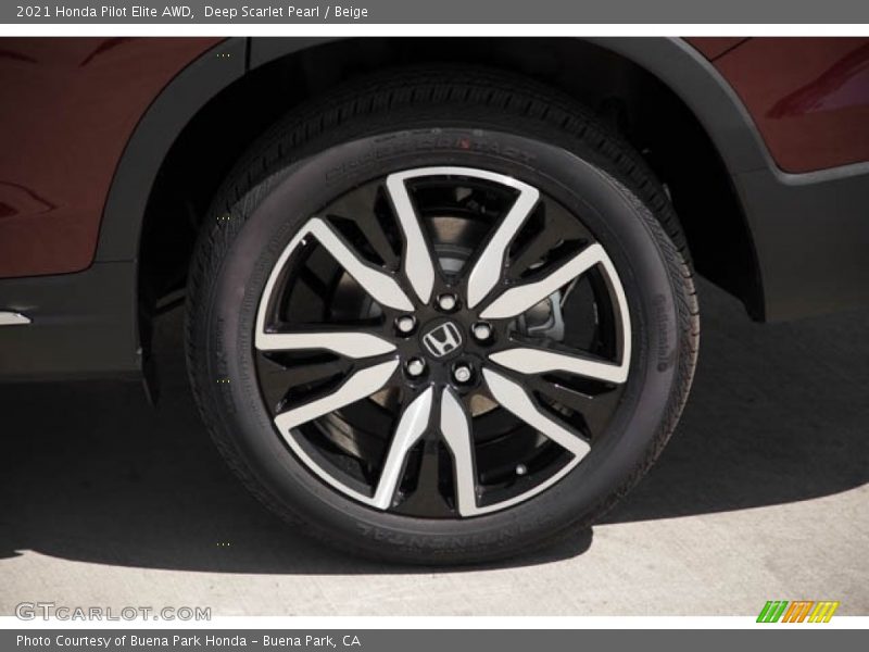 Deep Scarlet Pearl / Beige 2021 Honda Pilot Elite AWD