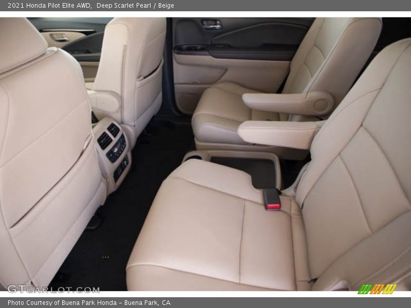 Deep Scarlet Pearl / Beige 2021 Honda Pilot Elite AWD