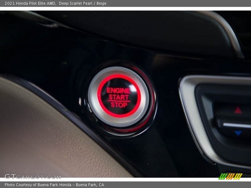 Deep Scarlet Pearl / Beige 2021 Honda Pilot Elite AWD