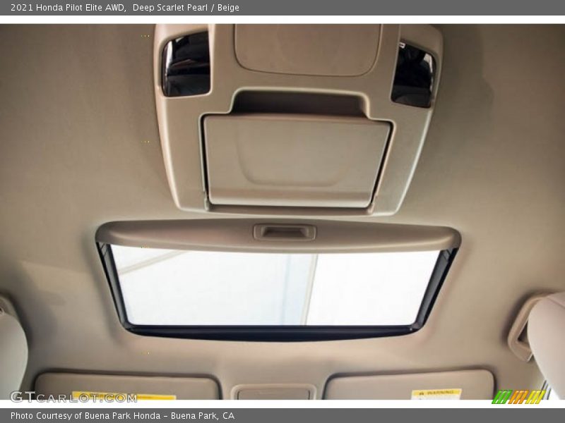 Deep Scarlet Pearl / Beige 2021 Honda Pilot Elite AWD