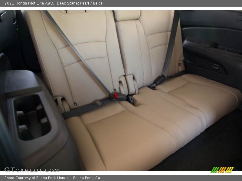Deep Scarlet Pearl / Beige 2021 Honda Pilot Elite AWD