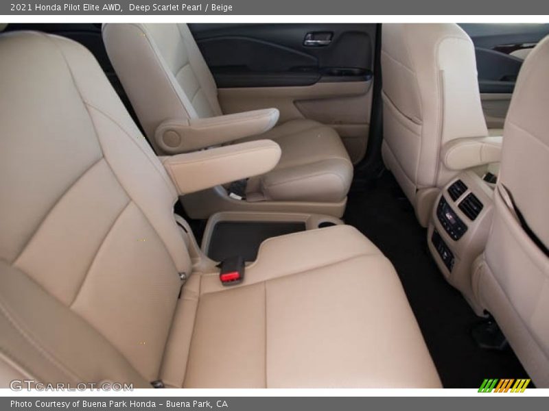 Deep Scarlet Pearl / Beige 2021 Honda Pilot Elite AWD