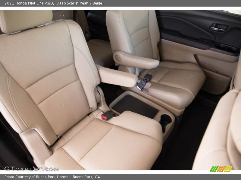 Deep Scarlet Pearl / Beige 2021 Honda Pilot Elite AWD