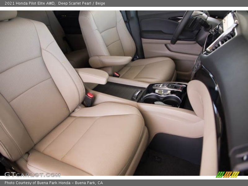 Deep Scarlet Pearl / Beige 2021 Honda Pilot Elite AWD