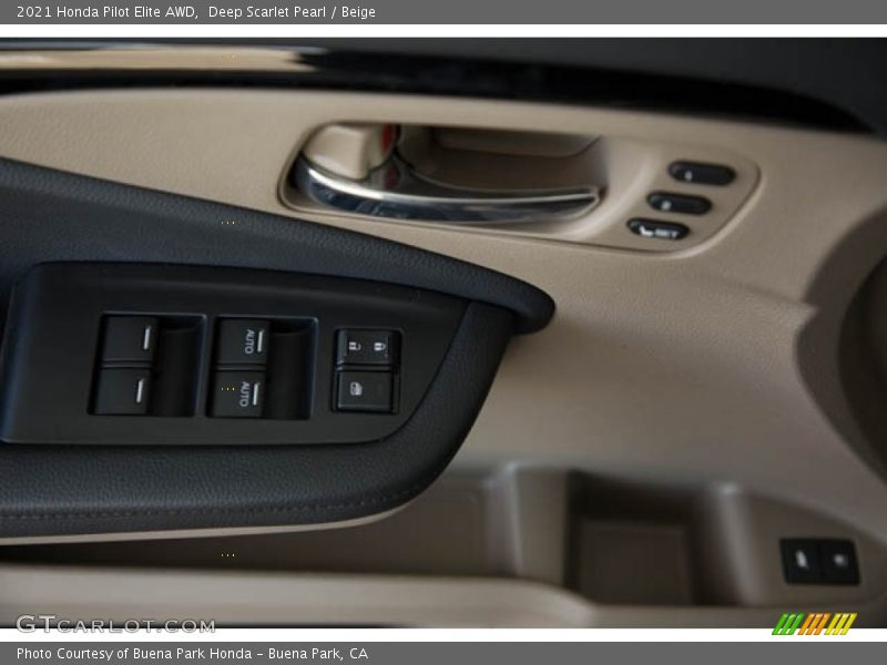Deep Scarlet Pearl / Beige 2021 Honda Pilot Elite AWD