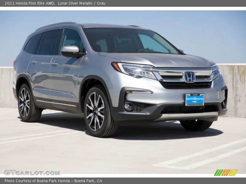 Lunar Silver Metallic / Gray 2021 Honda Pilot Elite AWD