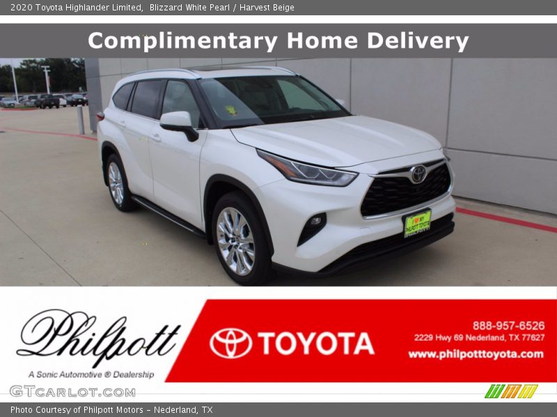 Blizzard White Pearl / Harvest Beige 2020 Toyota Highlander Limited