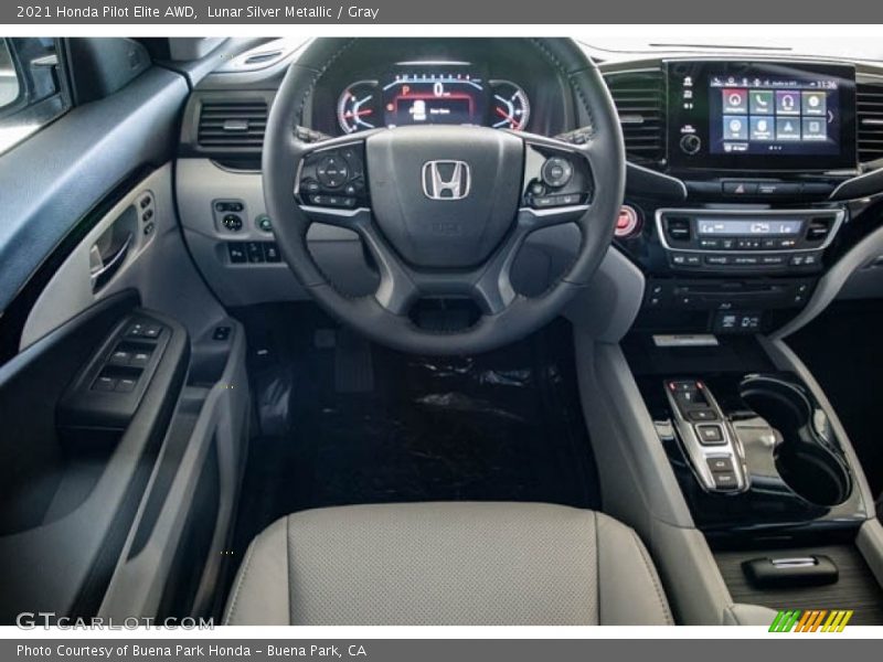 Lunar Silver Metallic / Gray 2021 Honda Pilot Elite AWD