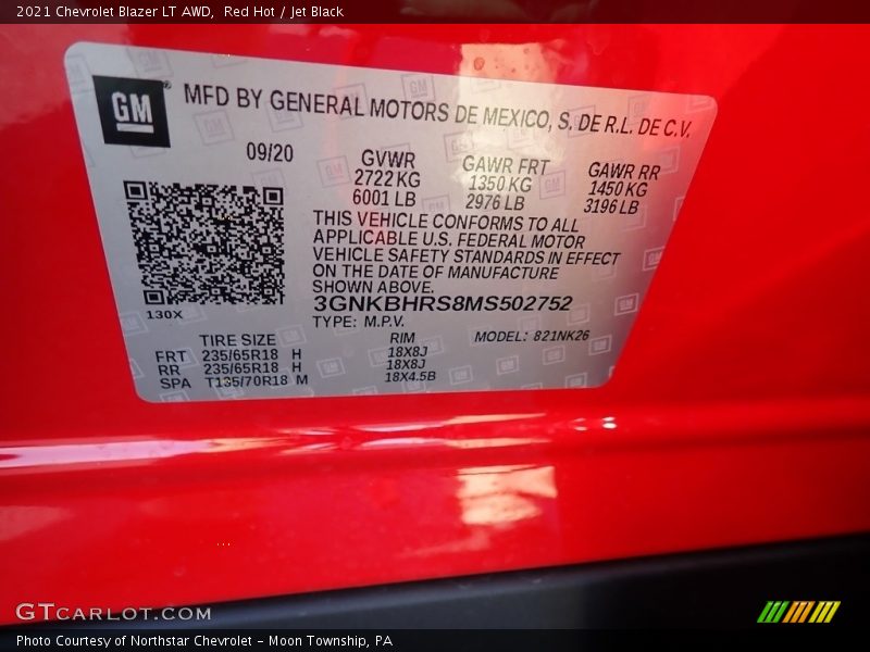 Red Hot / Jet Black 2021 Chevrolet Blazer LT AWD