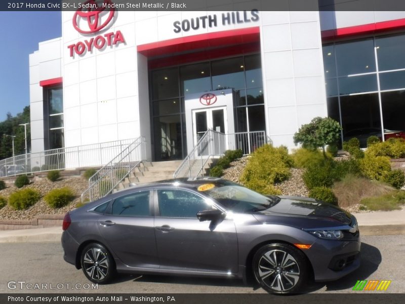 Modern Steel Metallic / Black 2017 Honda Civic EX-L Sedan