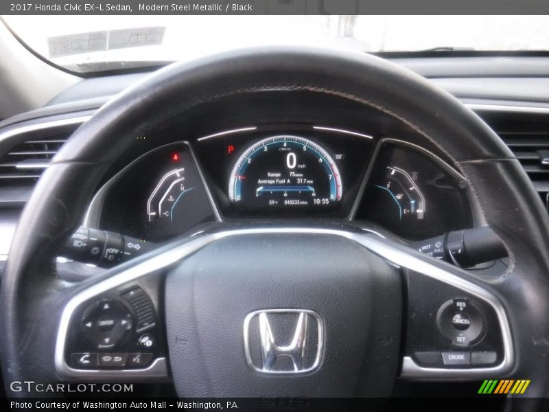 Modern Steel Metallic / Black 2017 Honda Civic EX-L Sedan