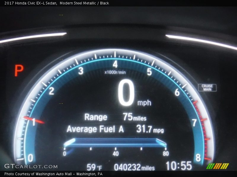 Modern Steel Metallic / Black 2017 Honda Civic EX-L Sedan