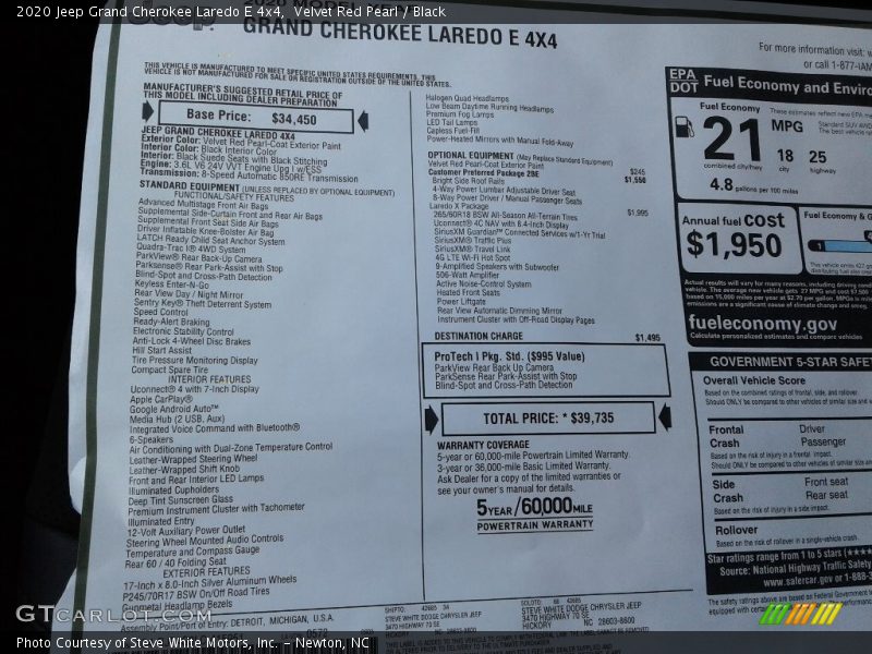 Velvet Red Pearl / Black 2020 Jeep Grand Cherokee Laredo E 4x4