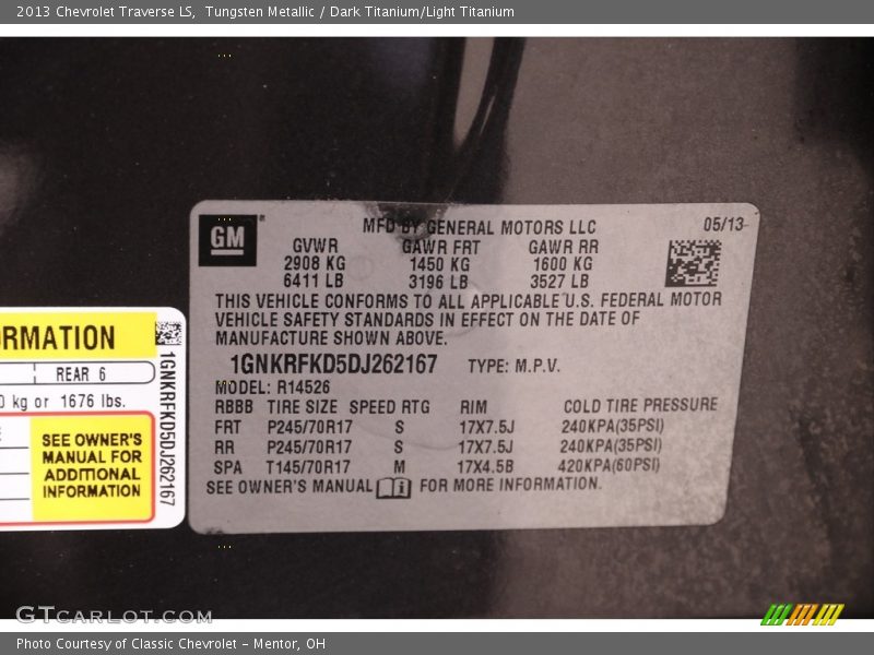 Tungsten Metallic / Dark Titanium/Light Titanium 2013 Chevrolet Traverse LS