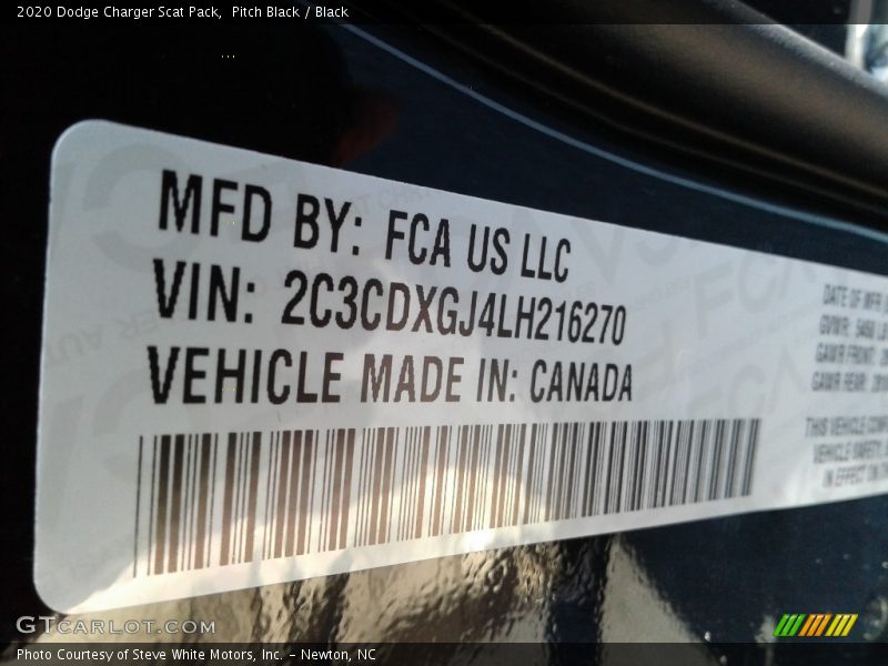 Pitch Black / Black 2020 Dodge Charger Scat Pack