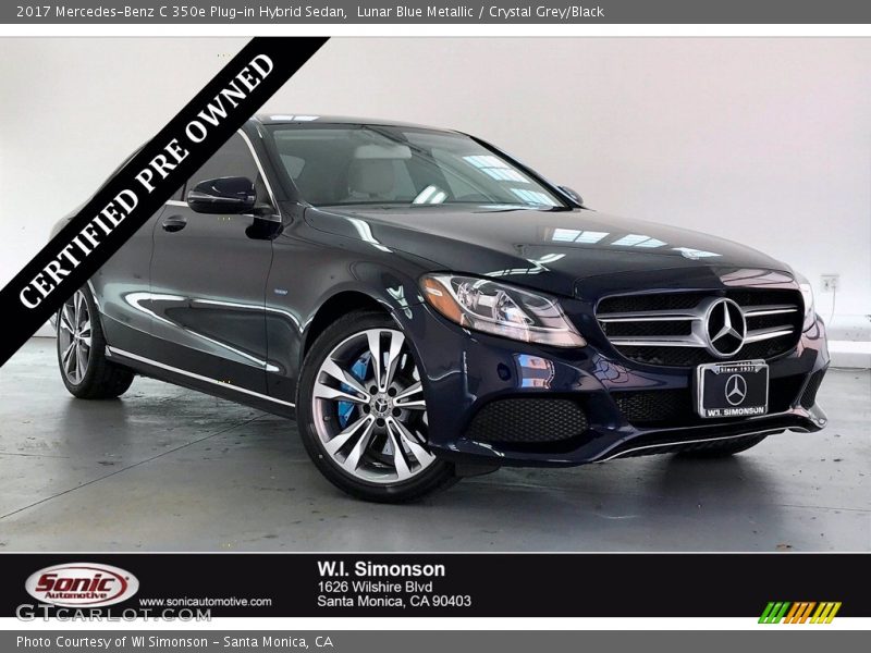 Lunar Blue Metallic / Crystal Grey/Black 2017 Mercedes-Benz C 350e Plug-in Hybrid Sedan