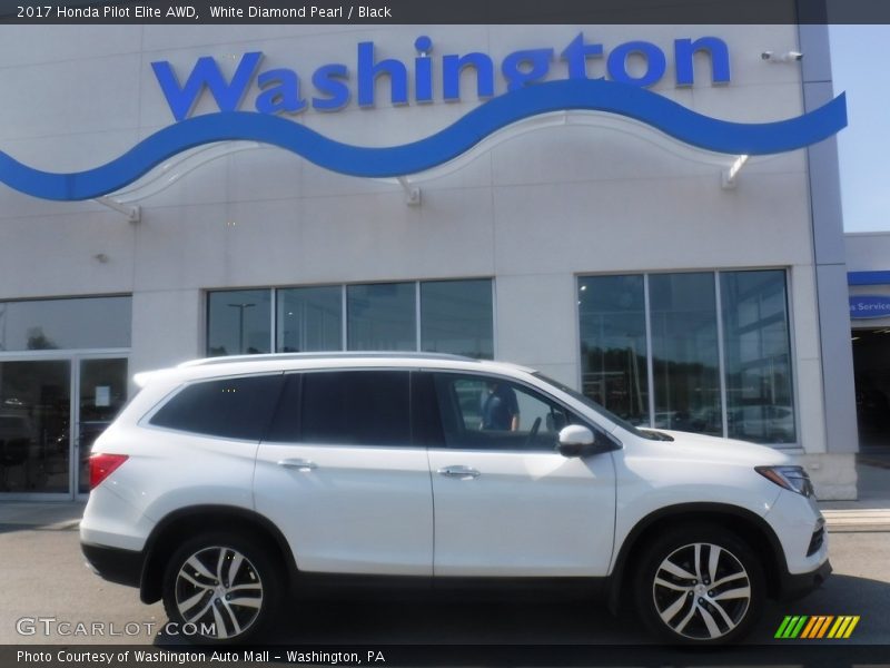 White Diamond Pearl / Black 2017 Honda Pilot Elite AWD