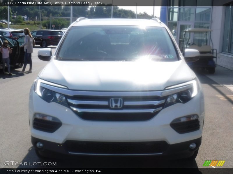 White Diamond Pearl / Black 2017 Honda Pilot Elite AWD