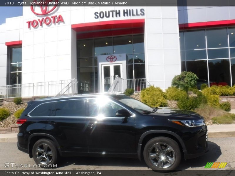 Midnight Black Metallic / Almond 2018 Toyota Highlander Limited AWD