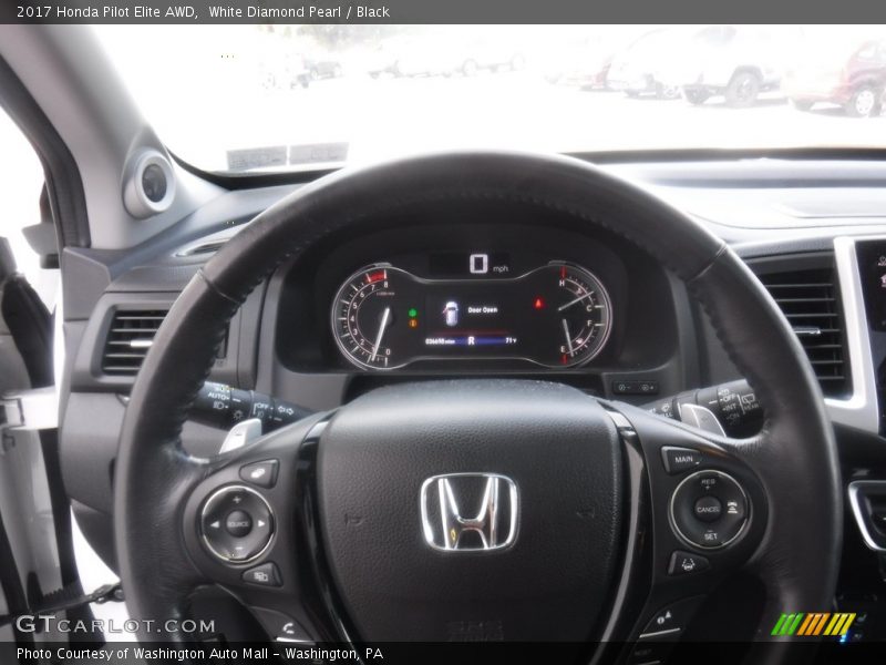 White Diamond Pearl / Black 2017 Honda Pilot Elite AWD