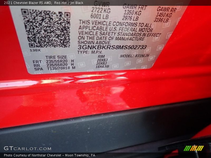 Red Hot / Jet Black 2021 Chevrolet Blazer RS AWD