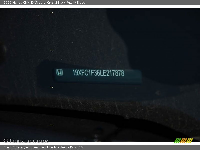 Crystal Black Pearl / Black 2020 Honda Civic EX Sedan