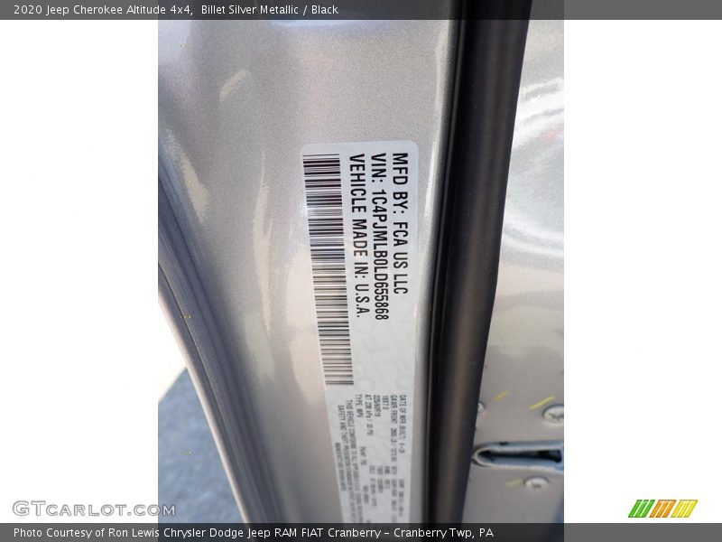 Billet Silver Metallic / Black 2020 Jeep Cherokee Altitude 4x4