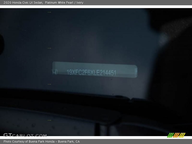 Platinum White Pearl / Ivory 2020 Honda Civic LX Sedan
