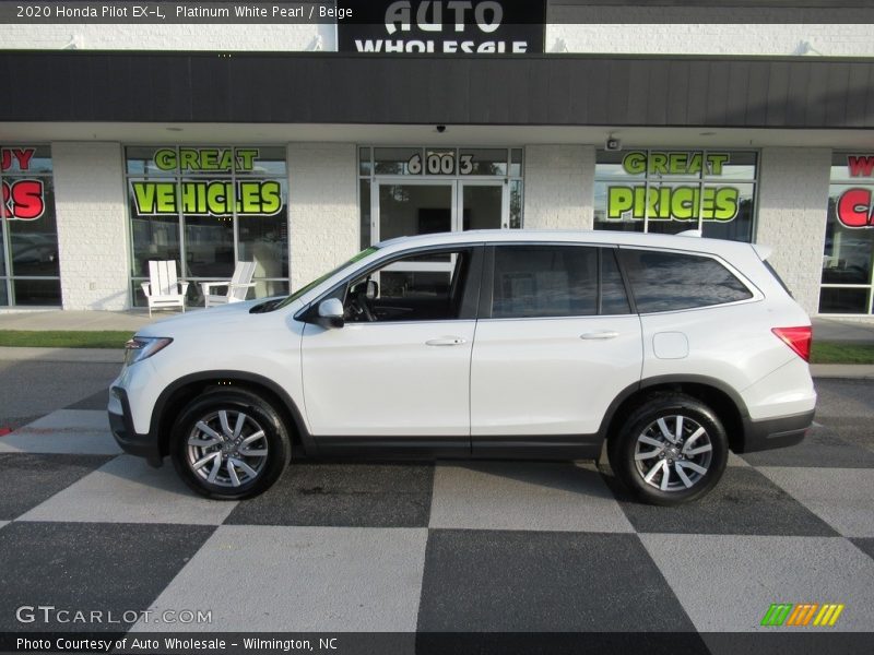 Platinum White Pearl / Beige 2020 Honda Pilot EX-L